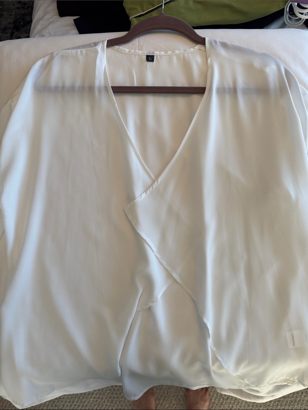 Elegant Women's White Wrap-Front Blouse